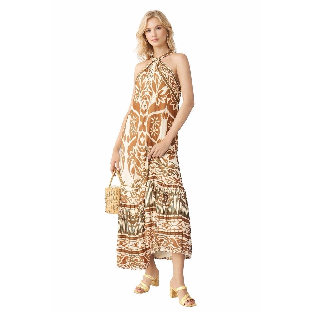 Anthropologie Vineet Bahl Printed Halter Maxi Dress Size L